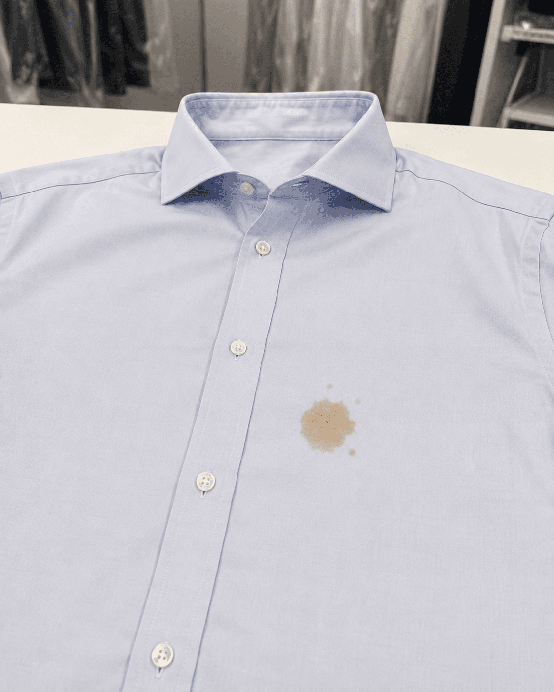 Garment stain before professional cleaning