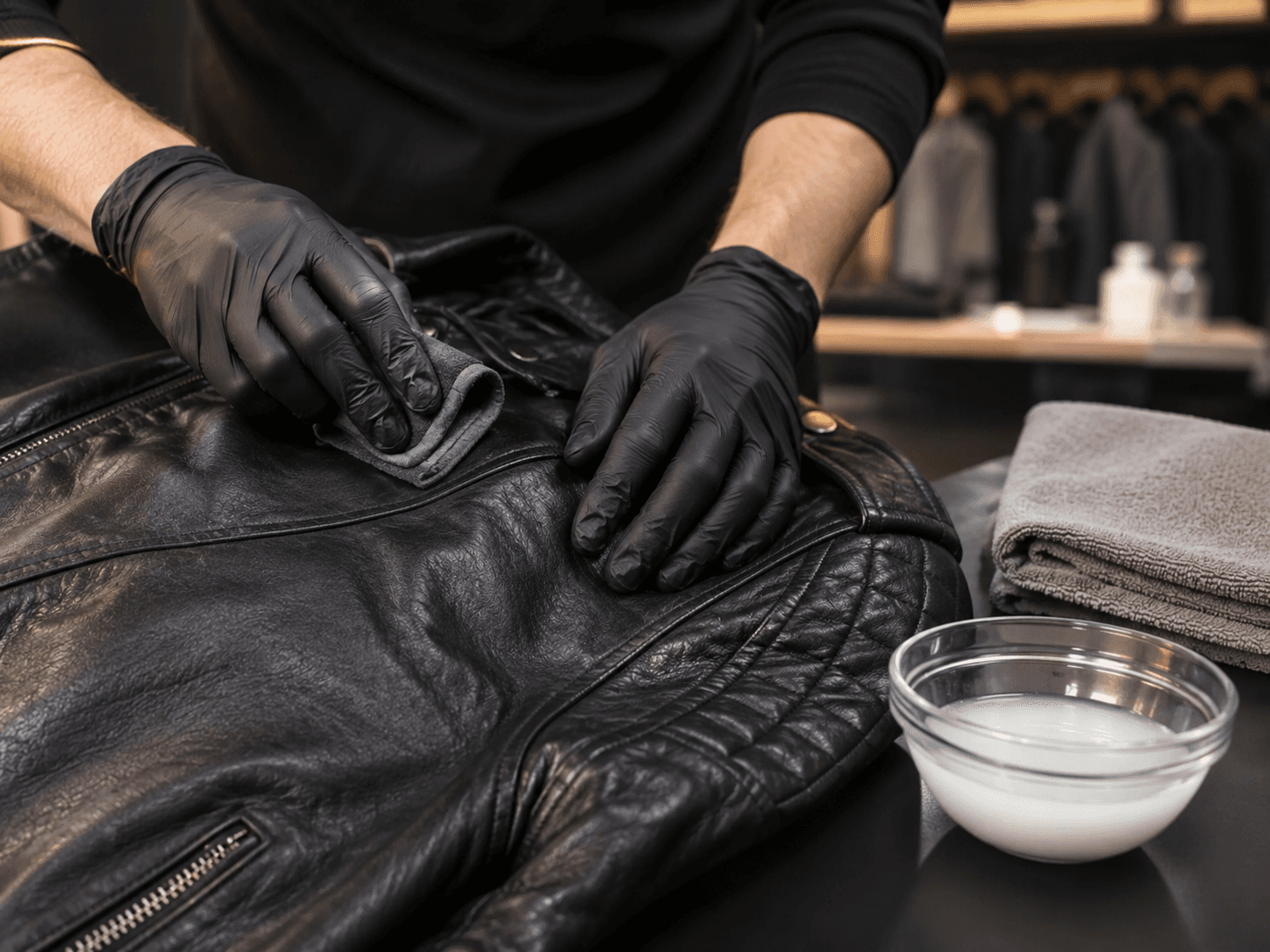 Leather jacket care at Eco Cleaners