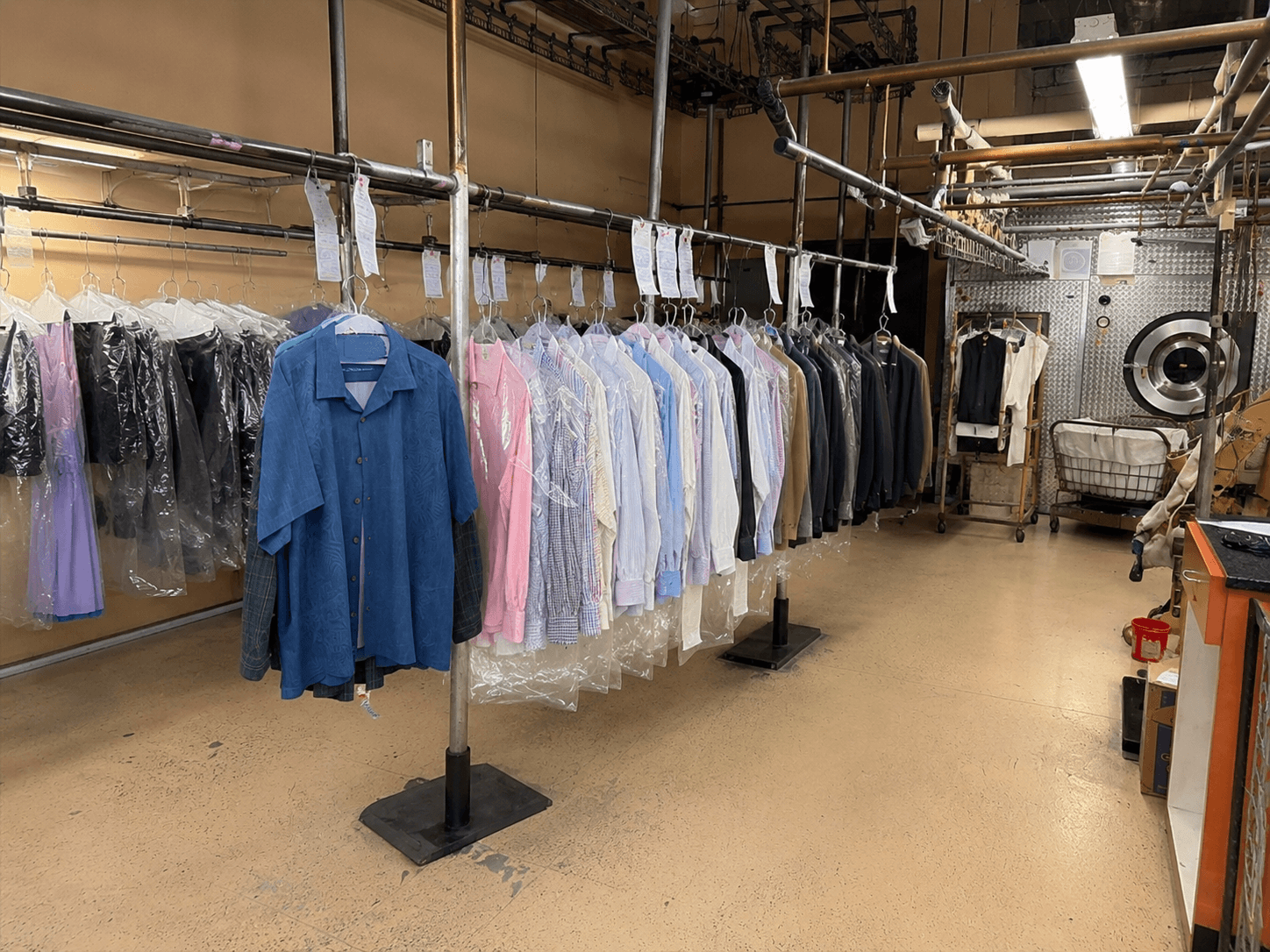 Finished garments prepared at Eco Cleaners